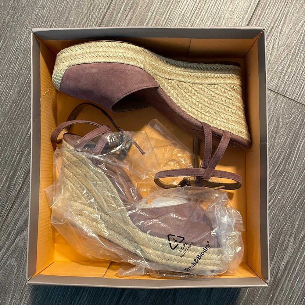 Pink espadrille wedges
